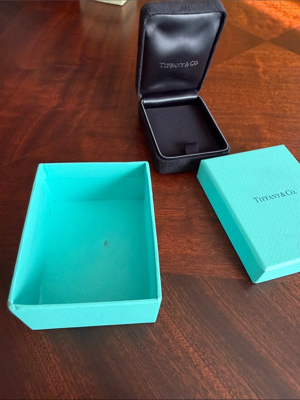 Tiffany & Co. Men's Jewelry Boxes in Signature Robin's-Egg Blue and Black case